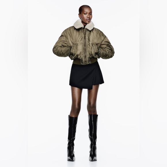 ZARA ~ DISTRESSED EFFECT NYLON BOMBER Jacket - Picture 7 of 17